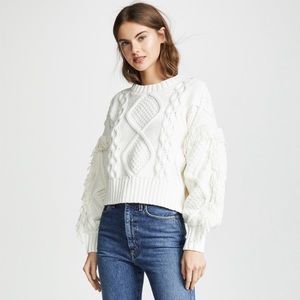 Fringe Cable Knit Cropped Sweater